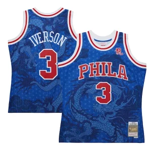 Allen Exquisite Iverson Philadelphia 76ers 1996/97 Hardwood Classics Asian Heritage 6.0 Swingman Throwback Player Jersey Royal
