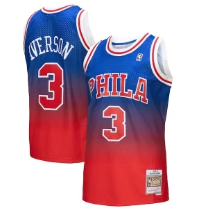 Allen Iverson Incontournable Philadelphia 76ers 1996/97 Hardwood Classics Fadeaway Swingman Player Jersey Red/Royal