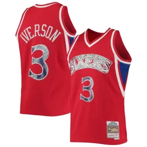 Allen Iverson Philadelphia 76ers 1996/97 Hardwood Classics NBA 75th Anniversary Diamond Swingman Jersey Red Commémoratif