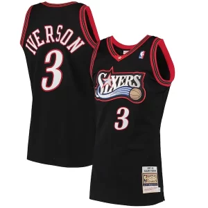 Allen Iverson Philadelphia 76ers 1997/98 Hardwood Classics Authentic Jersey Black Éclatant