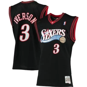 Allen Iverson Élégant Philadelphia 76ers 2000/01 Big & Tall Hardwood Classics Swingman Jersey Black/Red/Royal/White