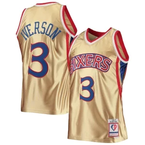 Allen Iverson Philadelphia 76ers 75th Anniversary 1996/97 Haut de gamme Hardwood Classics Swingman Jersey Gold