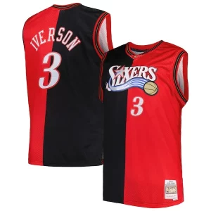 Allen Iverson Premium Philadelphia 76ers Big & Tall Hardwood Classics 2000/01 Split Swingman Jersey Black/Red