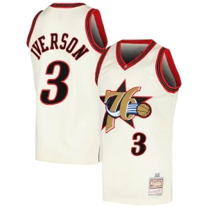 Allen Iverson Philadelphia 76ers Chainstitch Swingman Jersey Personalisable Cream