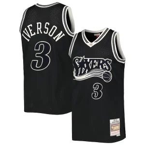 Allen Authentique Iverson Philadelphia 76ers Hardwood Classics Off Court Swingman Jersey Black