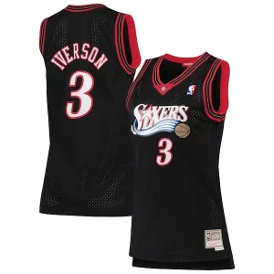 Allen Iverson Philadelphia 76ers Women's 2000/01 Hardwood Classics Swingman Jersey Black Éclatant