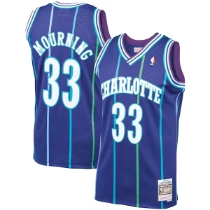Alonzo Mourning Charlotte Hornets 1994/95 Hardwood Haut de gamme Classics Swingman Jersey Purple