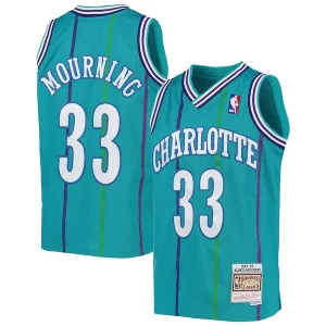 Alonzo Mourning Charlotte Hornets Youth 1992/93 Premium Hardwood Classics Swingman Jersey Teal