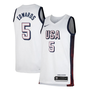 Anthony Authentique Edwards Unisex Nike Men's USA Basketball 2024 Swingman Player Jersey White