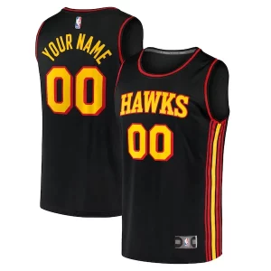 Atlanta Hawks Youth Custom Fast Break Luxueux Replica Jersey Black Statement Edition