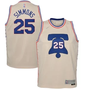 Ben Simmons Philadelphia 76ers Nike Youth 2020/21 Swingman Player Jersey Cream Earned Edition Notable