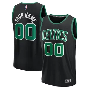 Boston Celtics Youth Custom Fast Break Jersey Black Statement Edition/Kelly Green/White Bold