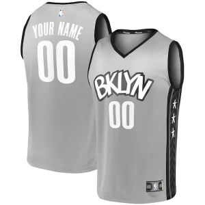 Brooklyn Gracieux Nets Youth Custom Fast Break Replica Jersey Gray Statement Edition