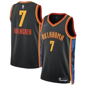 Chet Holmgren Oklahoma City Thunder Personalisable Nike Unisex 2024/25 Swingman Player Jersey City Edition Black