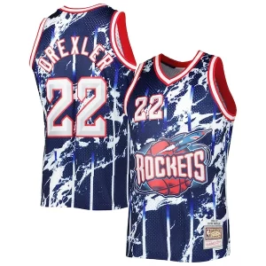 Clyde Drexler Houston Rockets 1996/97 Hardwood Refiné Classics Marble Swingman Jersey Navy