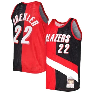 Clyde Drexler Portland Charming Trail Blazers Hardwood Classics 1991/92 Split Swingman Jersey Red/Black