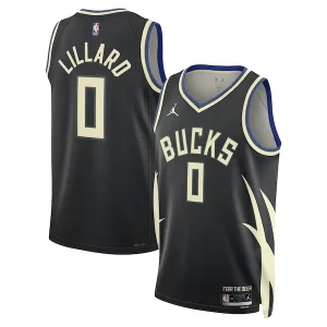 Damian Lillard Milwaukee Bucks Jordan Brand Superbe Unisex Swingman Player Jersey Statement Edition Black