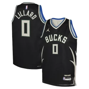 Damian Lillard Exclusif Milwaukee Bucks Jordan Brand Youth Swingman Jersey Statement Edition Black