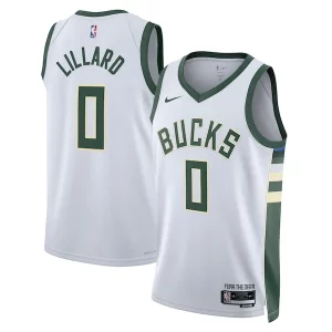 Damian Lillard Milwaukee Bucks Nike Unisex Fear The Deer Swingman Player Jersey Association Edition Confortable White