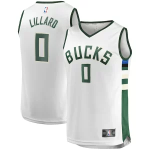 Damian Lillard Milwaukee Bucks Youth Fast Break Player Jersey Association Edition White Dashing