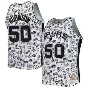 David Robinson San Antonio Admirable Spurs 1998/99 Hardwood Classics Doodle Swingman Player Jersey White