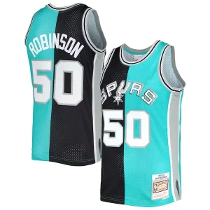 David Robinson San Antonio Spurs Hardwood Classics 1998/99 Collectible Split Swingman Jersey Black/Teal