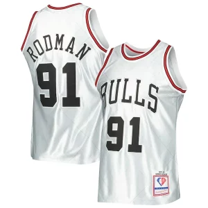 Dennis Rodman Chicago Charming Bulls 1997/98 Hardwood Classics 75th Anniversary Swingman Jersey Platinum