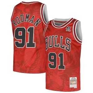 Dennis Rodman Chicago Bulls 1997/98 Hardwood Classics Asian Heritage 6.0 Swingman Throwback Player Jersey Red Incontournable