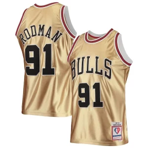 Dennis Rodman Chicago Bulls 75th Anniversary 1997/98 Hardwood Classics Charming Swingman Jersey Gold