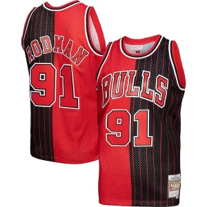 Dennis Prime Rodman Chicago Bulls Big & Tall Hardwood Classics 1995/96 Split Swingman Jersey Red/Black
