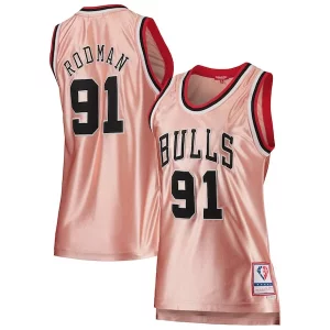 Dennis Rodman Chicago Bulls Women's 75th Anniversary Rose Gold 1997 Swingman Jersey Élégant Pink