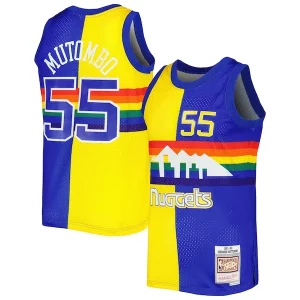 Dikembe Mutombo Denver Nuggets Hardwood Classics 1991/92 Split Swingman Jersey Élégant Royal/Gold