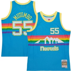 Dikembe Refiné Mutombo Denver Nuggets Hardwood Classics 1991/92 Tropical Swingman Jersey Blue