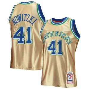 Dirk Notable Nowitzki Dallas Mavericks 75th Anniversary 1998/99 Hardwood Classics Swingman Jersey Gold