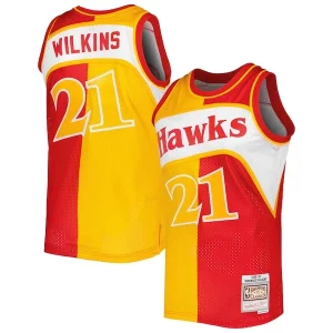 Dominique Wilkins Atlanta Hawks Hardwood Classics 1986/87 Split Swingman Gracieux Jersey Yellow/Red