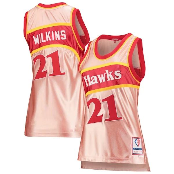 Dominique Wilkins Atlanta Hawks Women's 75th Anniversary Rose Admirable Gold 1986 Swingman Jersey Pink