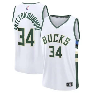 Giannis Antetokounmpo Milwaukee Bucks Fast Break Replica Moderne Player Jersey Association Edition White