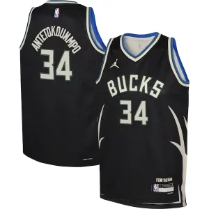 Giannis Antetokounmpo Milwaukee Bucks Jordan Brand Youth Stylish Swingman Jersey Statement Edition Black