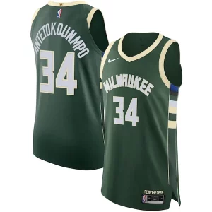Giannis Antetokounmpo Milwaukee Bucks Notable Nike Authentic Jersey Association Edition Hunter Green