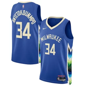 Giannis Antetokounmpo Milwaukee Bucks Nike Unisex 2022/23 Swingman Jersey City Edition Royal Refiné