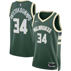 Giannis Antetokounmpo Milwaukee Bucks Nike Unisex Swingman Jersey Icon Edition Hunter Green/White Commémoratif