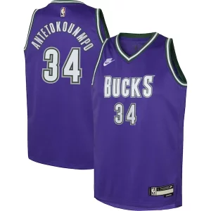 Giannis Antetokounmpo Milwaukee Bucks Nike Youth 2022/23 Swingman Personalisable Jersey Purple Classic Edition