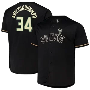 Giannis Antetokounmpo Milwaukee Bucks Profile Big & Tall Name & Number Button Exceptionnel Up Jersey Black