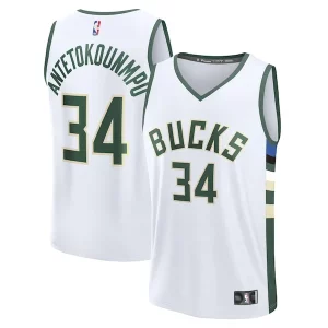 Giannis Éclatant Antetokounmpo Milwaukee Bucks Fast Break Replica Player Jersey Association Edition White