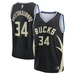 Giannis Antetokounmpo Milwaukee Bucks Youth Fast Break Replica Player Distingué Jersey Statement Edition Black