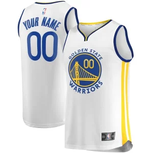Golden State Warriors Fast Break Custom Replica Jersey White Association Edition/Royal Bold