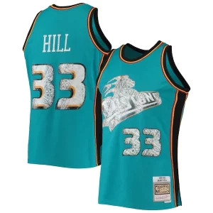 Grant Hill Detroit Pistons 1998/99 Hardwood Classics NBA Magnifique 75th Anniversary Diamond Swingman Jersey Teal