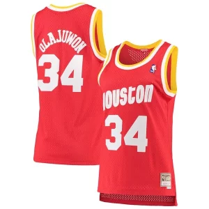 Hakeem Olajuwon Houston Rockets Women's 1993/94 Bold Hardwood Classics Swingman Jersey Red/Navy