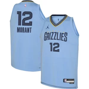 Ja Morant Memphis Grizzlies Jordan Brand Youth Swingman Jersey Personalisable Statement Edition Light Blue