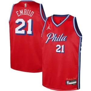 Joel Embiid Philadelphia 76ers Jordan Brand Youth Swingman Jersey Statement Edition Red Sophistiqué